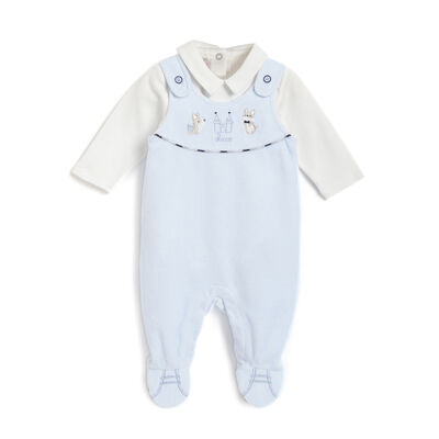 Boys Light Blue Solid Bodysuit With Babysuit